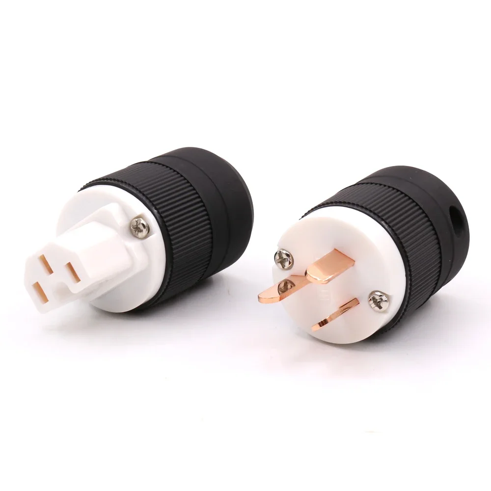 Hi-end cobre puro au rede plugue de alimentação macho conector de cobre cabo 3 pinos hifi amp cd player