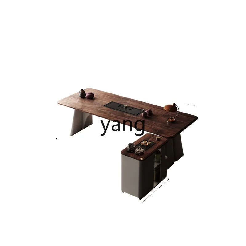 

LTT black walnut tea table office home brewing tea solid wood Italian light luxury tea table