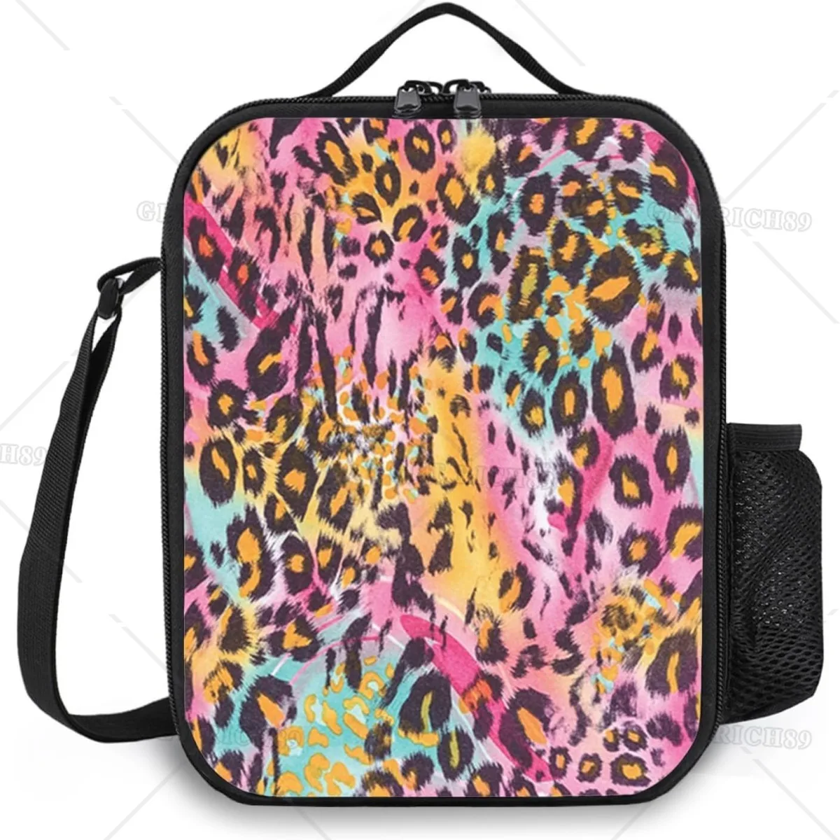 

Leopard Skin Colorful Print Reusable Insulated Lunch Bag for Men & Women Cooler Tote Box with Pocket for Work Picnic or Travel