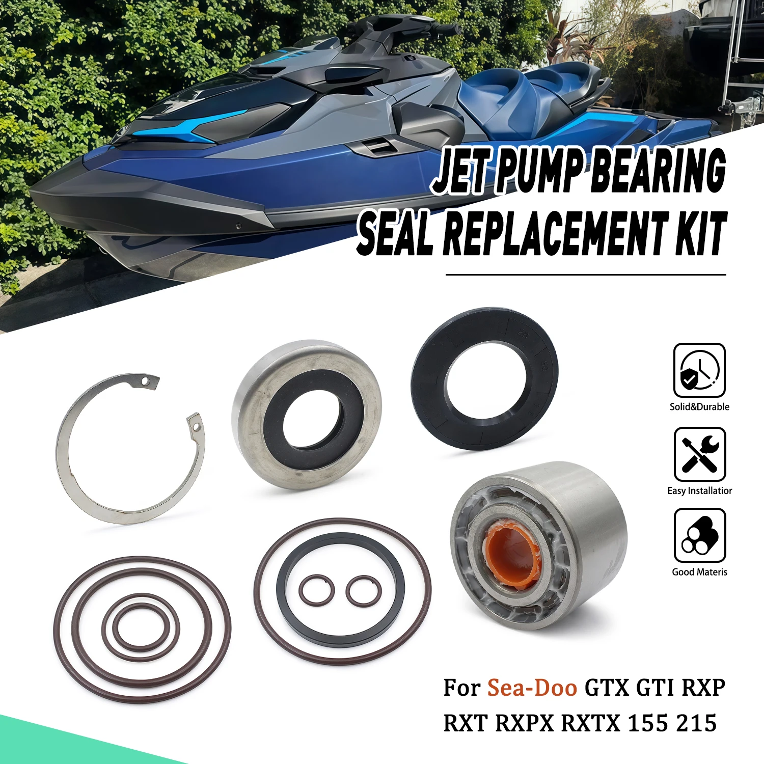 

For Sea-Doo GTI 900 130 155 RXP RXT RXPX RXTX RXP-X GTS GTX 170 215 225 260 Jet Pump Bearing Seals Rebuild Kit Accessories
