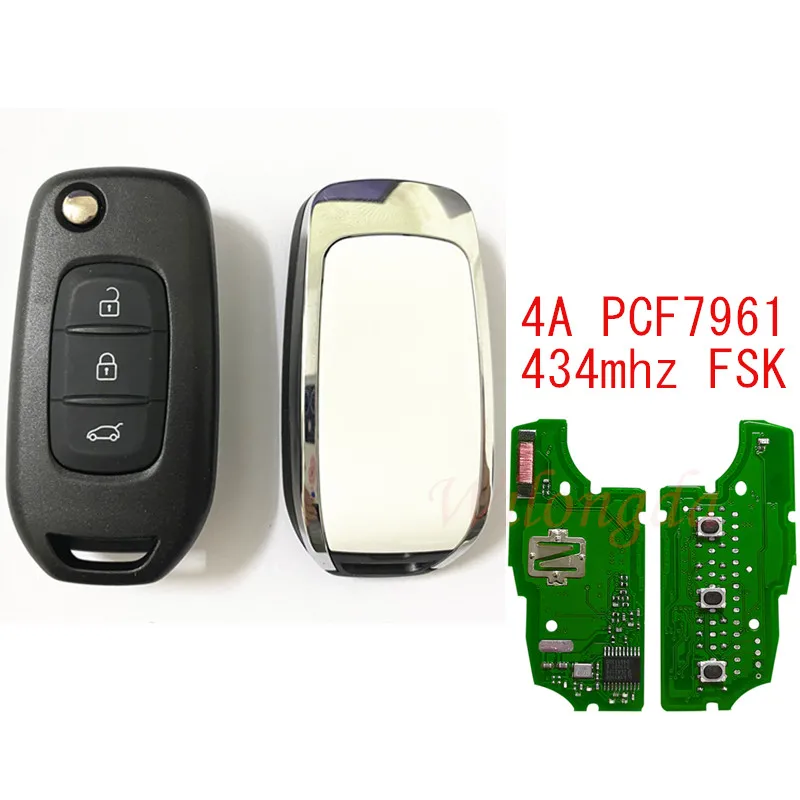 

new 3 button Car Flip Remote Key for Renault Kadjar Captur Symbol Kaptur Megane Logan 2013- 2018 3Button PCF7961M