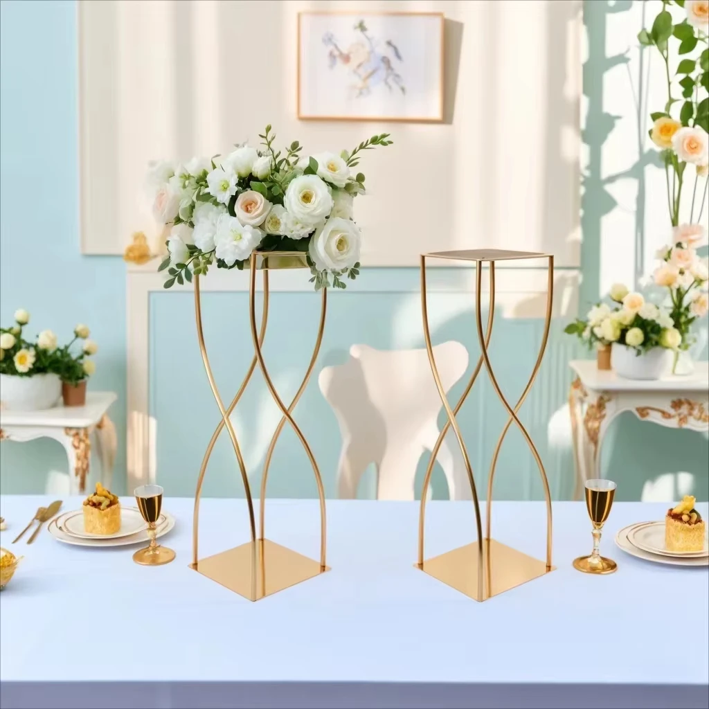 حامل زهور زفاف ذهبي أنيق مقاس 35 بوصة، حامل قطعة مركزية عتيقة لحفلات الزفاف، هدية الانتقال لمنزل جديد، ديكور منزلي #3