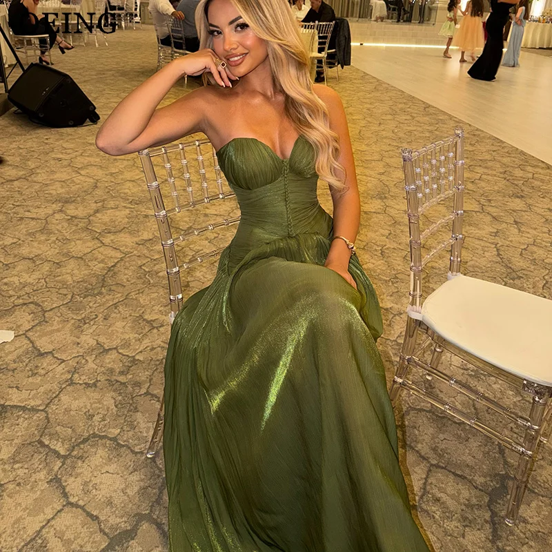 OEING Elegante A-Linien-Abschlussballkleider Olivgrün Sweetheart Plissiertes Maxi-Partykleid Gerafftes Rüschen-Abendkleid 2026 Maßgeschneidert