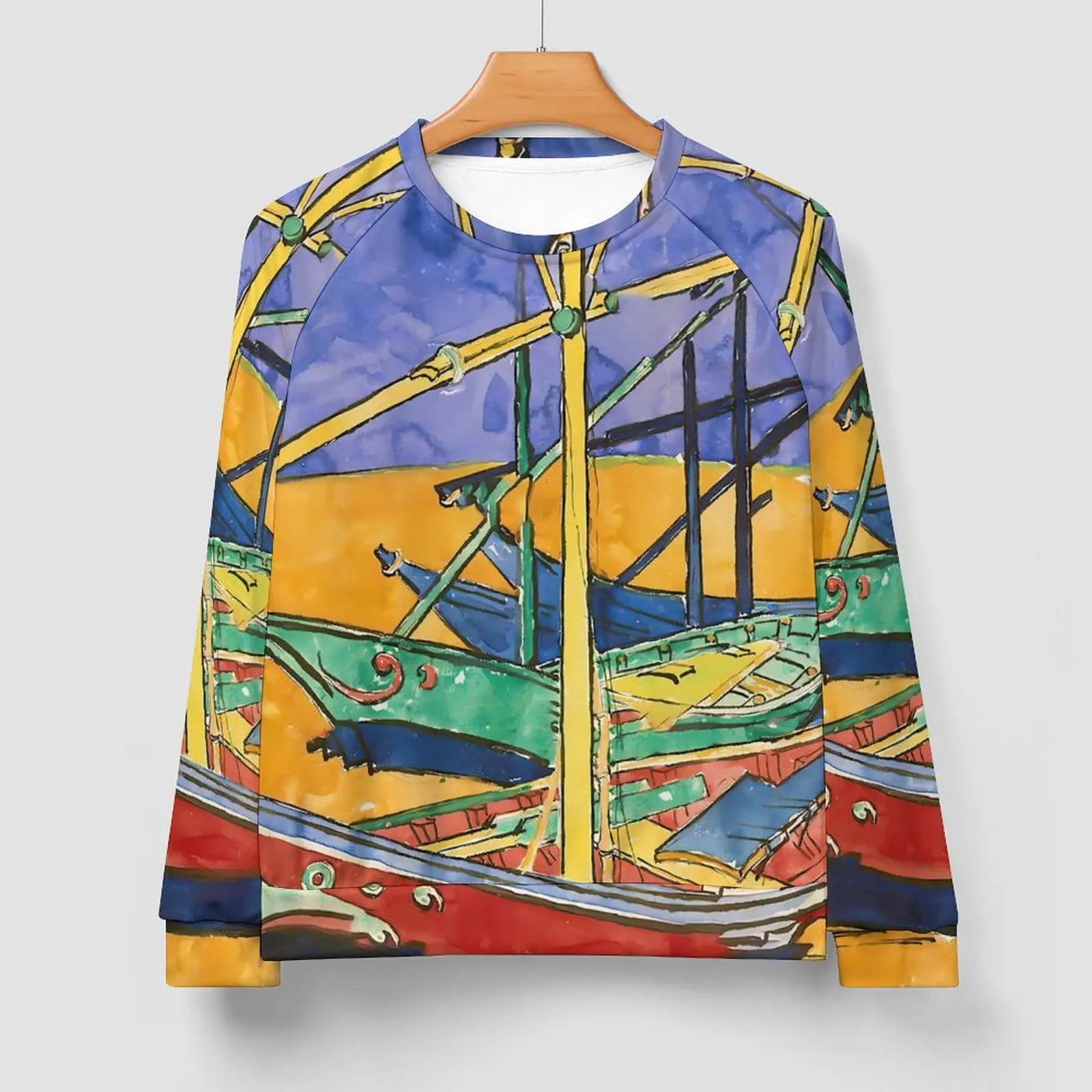 Vincent Van Gogh Loose Sweatshirts Unisex Fishing Boats Street Fashion Hoodies Spring Trendy Custom Hoodie Plus Size