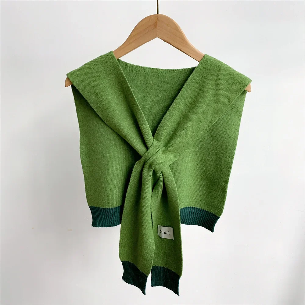 Poncho Cloak Korean Air-conditioned Rooms Knitted Shawl Women's Spring and Autumn Knitted Cross Shawl Fashion Wrap Solid Scarf