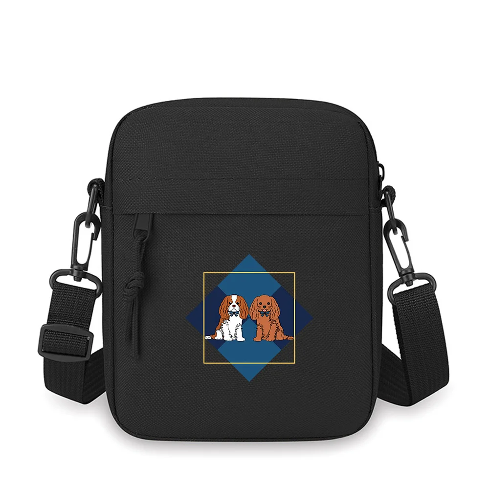 

Sitting dogs,bow ties on. Cute cartoon pets. Men Crossbody Bag Single Shoulder Women Cartoon Anime Film Printing Design Unisex
