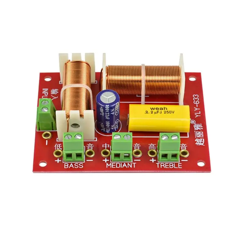 Divisor de Frequência de Áudio Y43A-200W 3 Vias Crossover para Agudos, Médios e Graves Filtro Independente para Caixas de Som DIY