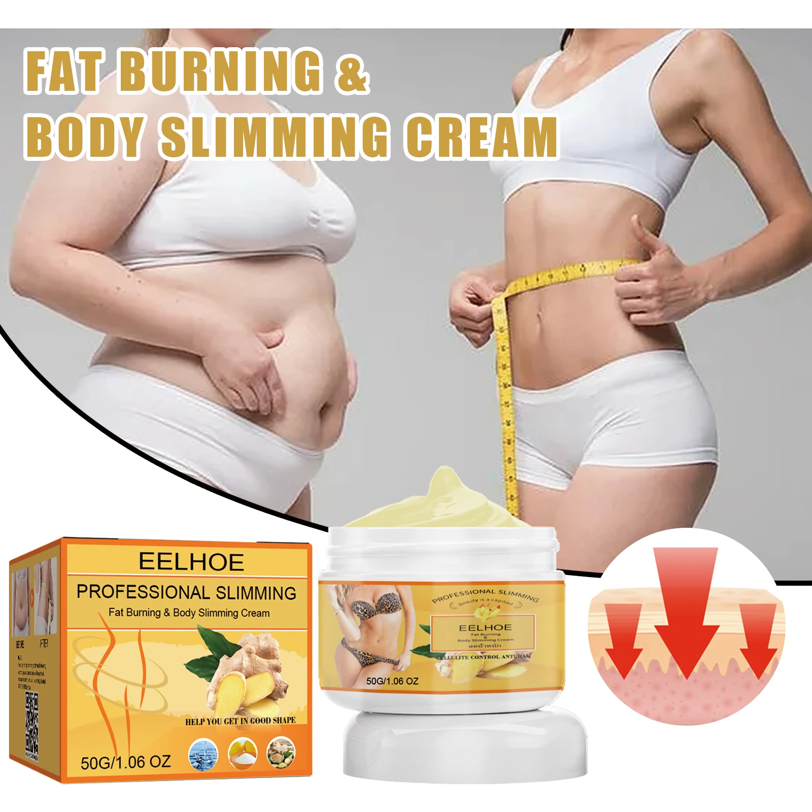

Body Slimming Cream Prevent Edema Promote Metabolism Accelerate Fat Burning Tighten Muscle Lines Nourishing Body Massaging Cream