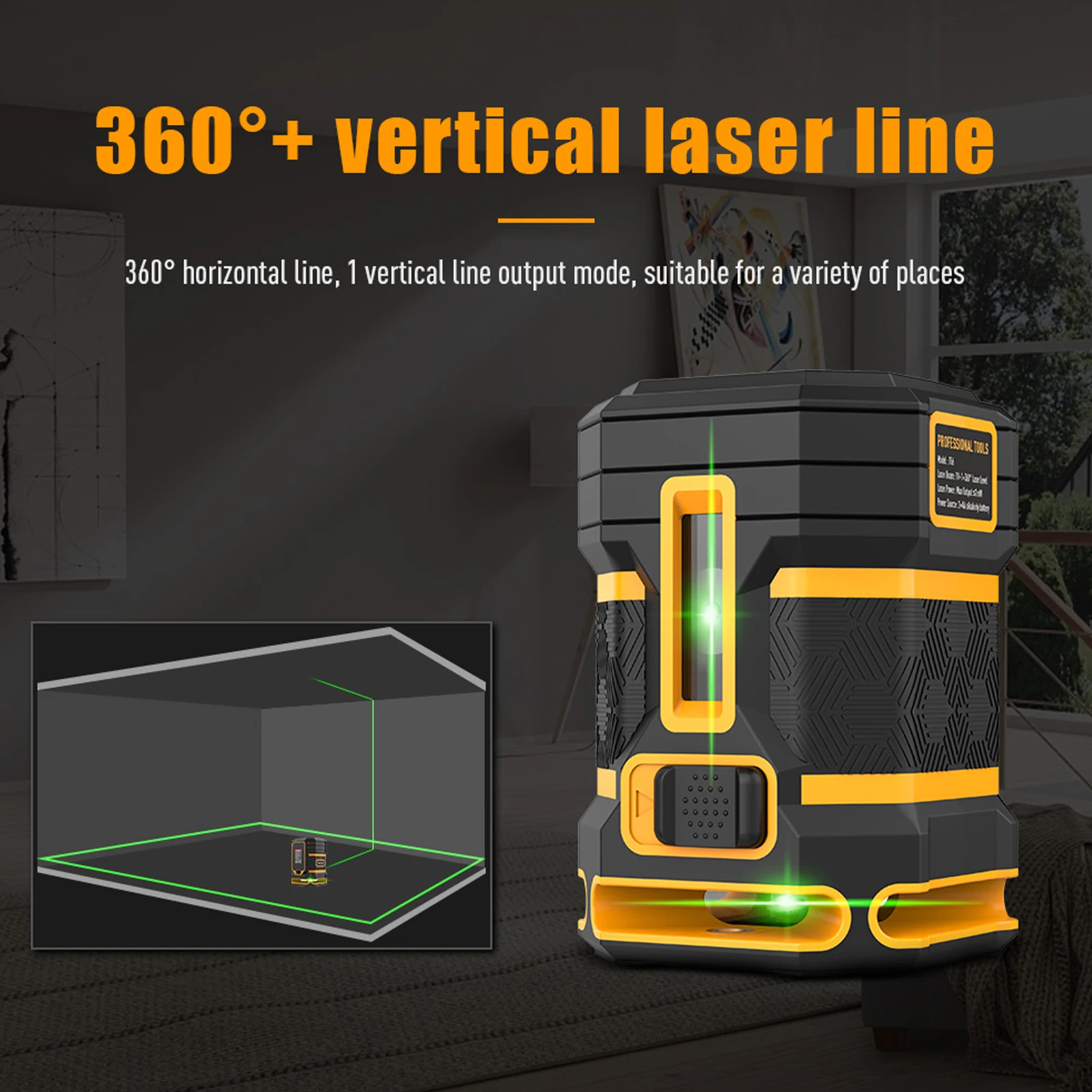 5 Lines Laser Level 360° Self Leveling Cross Line Laser Tool with Pulse Mode Green Horizontal Line for Construction Floor Tile