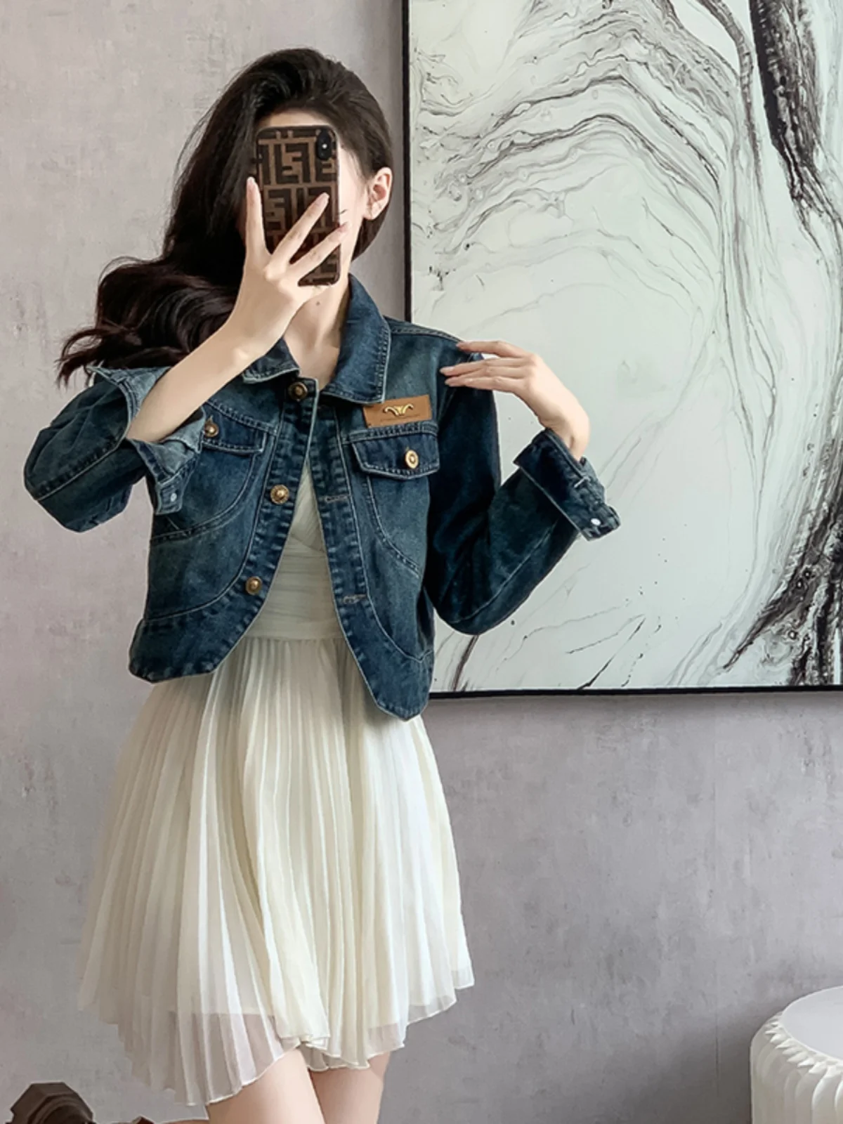 Europejska elegancka jesienna nowość w stylu koreańskim, dżinsowa kurtka dla kobiet, unikalna, odmładzająca, modna bluzka, do pracy, luźny krój.