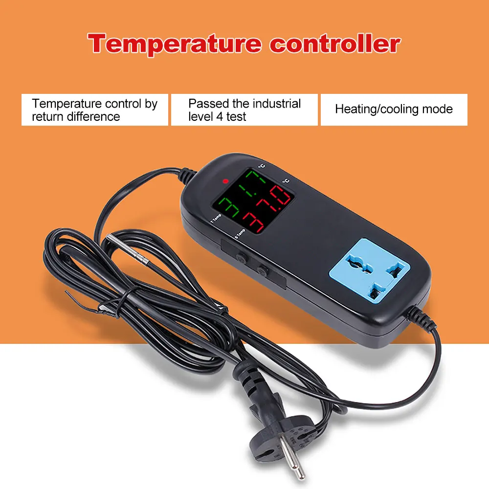 2200W AC90~250V Temperature Controller Electronic Thermostat LED Digital Heating Cooling Two Mode Thermostat With Socket MH-2000