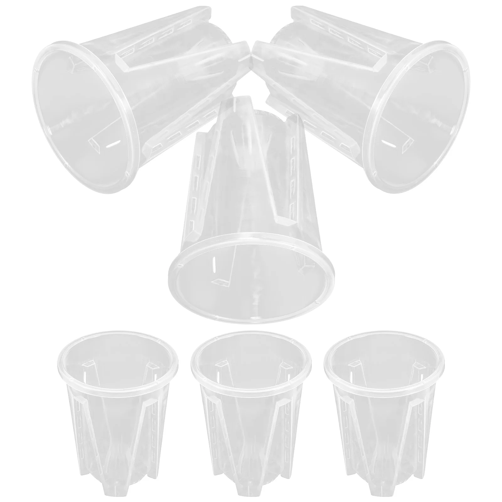 

6pcs Transparent chid Pots Breathable Plastic Flower 12cm Nursery Containers for Phalaenopsis Clear Decorative Pots