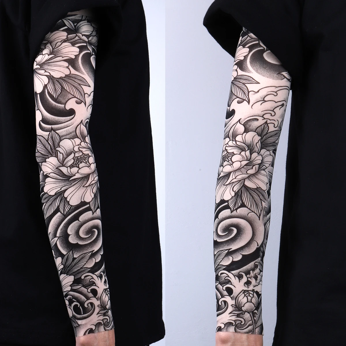 1 Pair Ultra thin seamle Tattoo Flower Arm For Men Women Cool Travel Cycling Elastic Scratch Resistant  Arm Sleeves Accessorie image 2