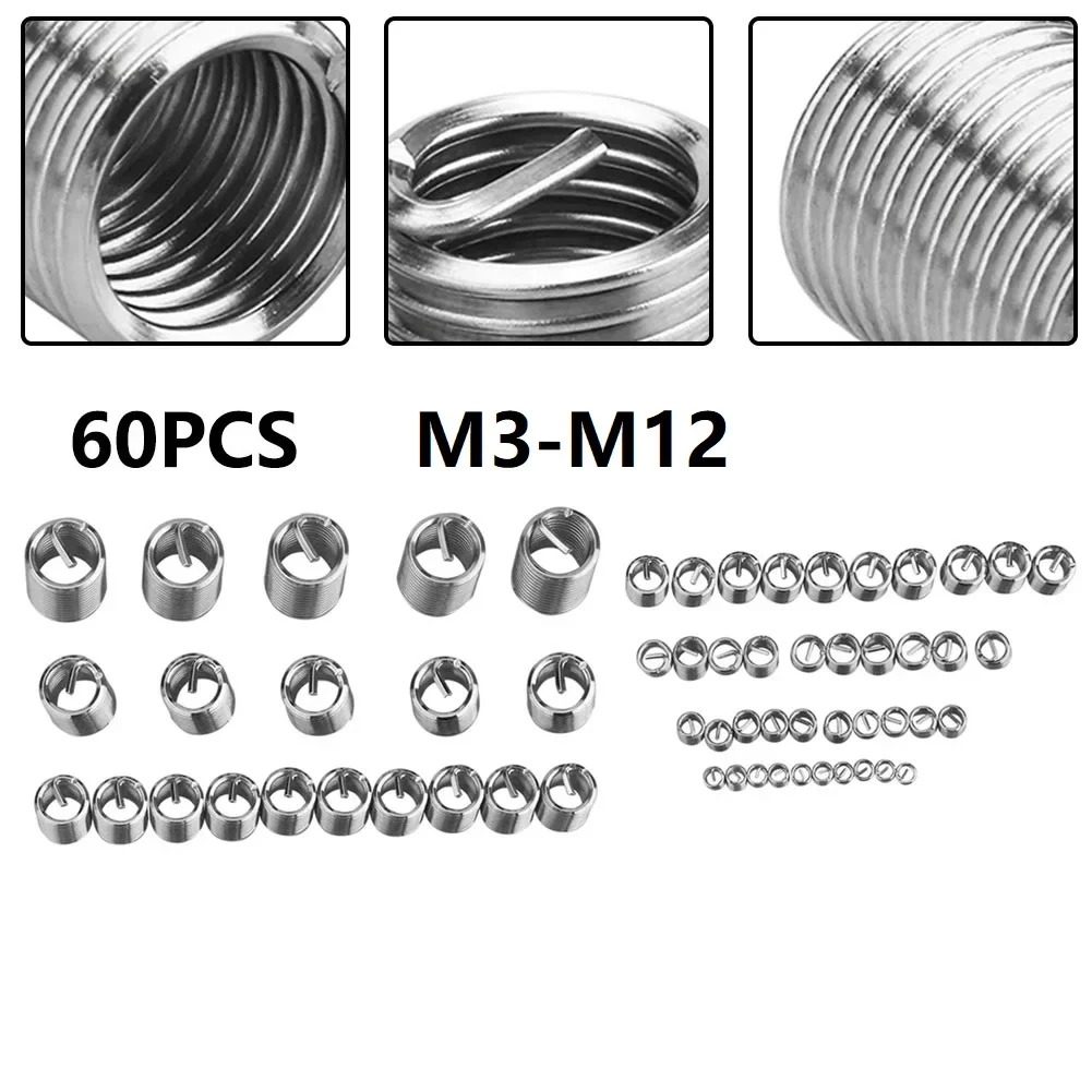 

60pc For M3 Wire Thread Insert Repair Set Stainless Steel for Stronger Connections and Anti Loosening Performance