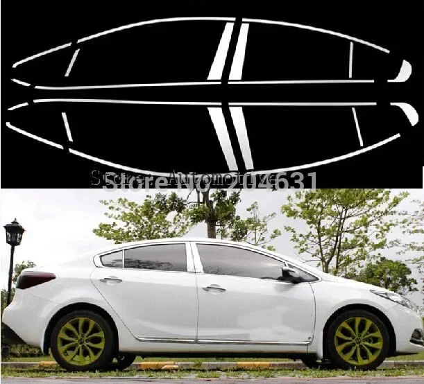 

High Quality stainless steel full window trims+pillar post trim 22pcs for KIA K3 Cerato 2013 2014