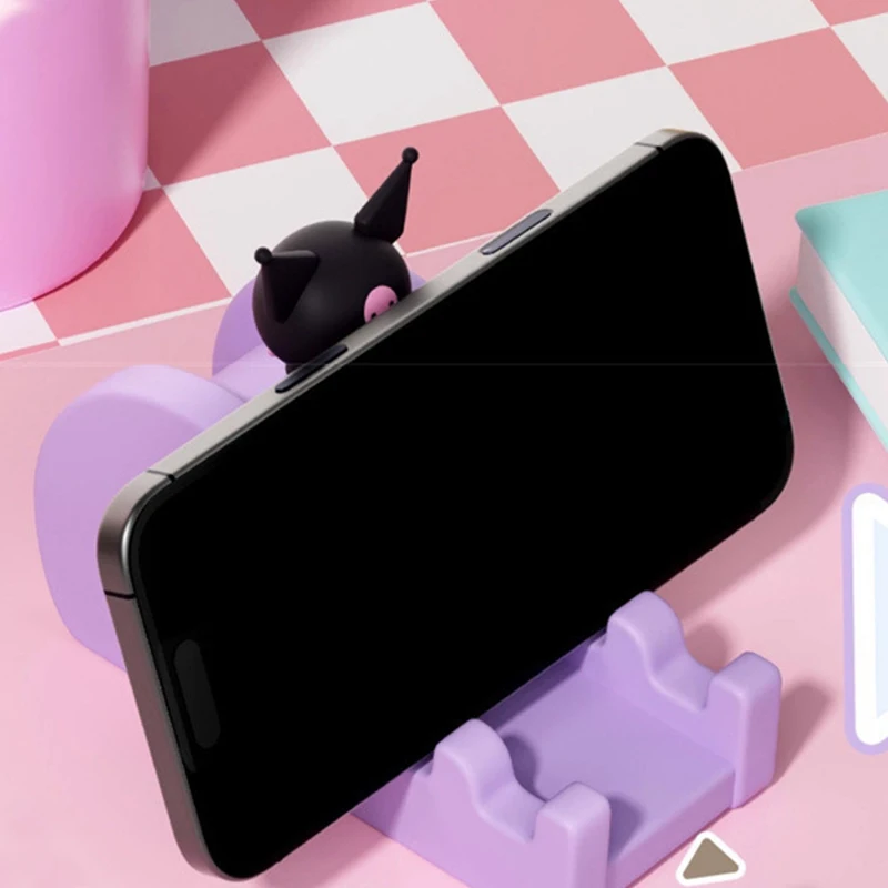 Soporte para teléfono móvil Kawaii Sanrio, muñeco de dibujos animados de HelloKitty, forma de diapositiva creativa, soporte para teléfono móvil IPad, decoración de escritorio