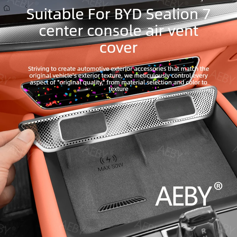 For BYD Sealion 7 2024 Car air conditioner air outlet cover,Stainless Steel Dashboard Protector,Dustproof Air Outlet Guard view 2