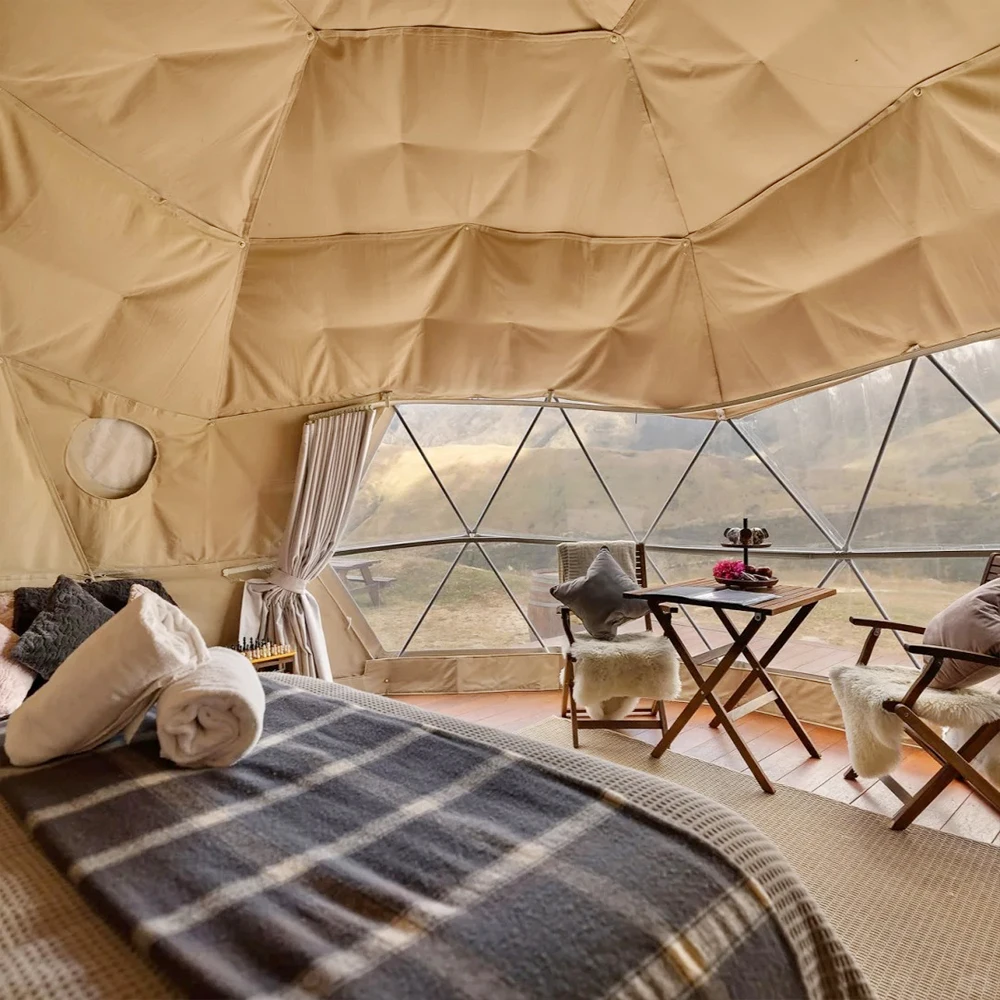 7M Customized Spherical Hotel Tents Outdoor Transparent PVC Dome Tent Geodesic House with Bathroom for Events Hotel Campsite image 5