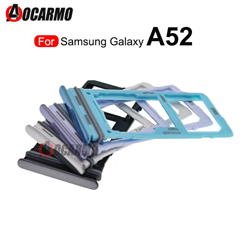 Aocarmo Black Purple White Blue Sim Tray Slot For Samsung Galaxy A52 SIM Micro SD Card Holder Replacement Parts