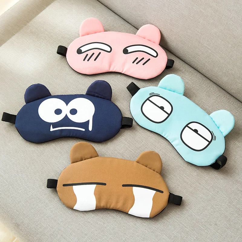 Cute Cartoon Face Sleep Eye Mask Ice Hot Compress Eye Cover Sleeping Mask Cold Pack Gel Eye Band Travel Rest Eyepatch Blindfolds