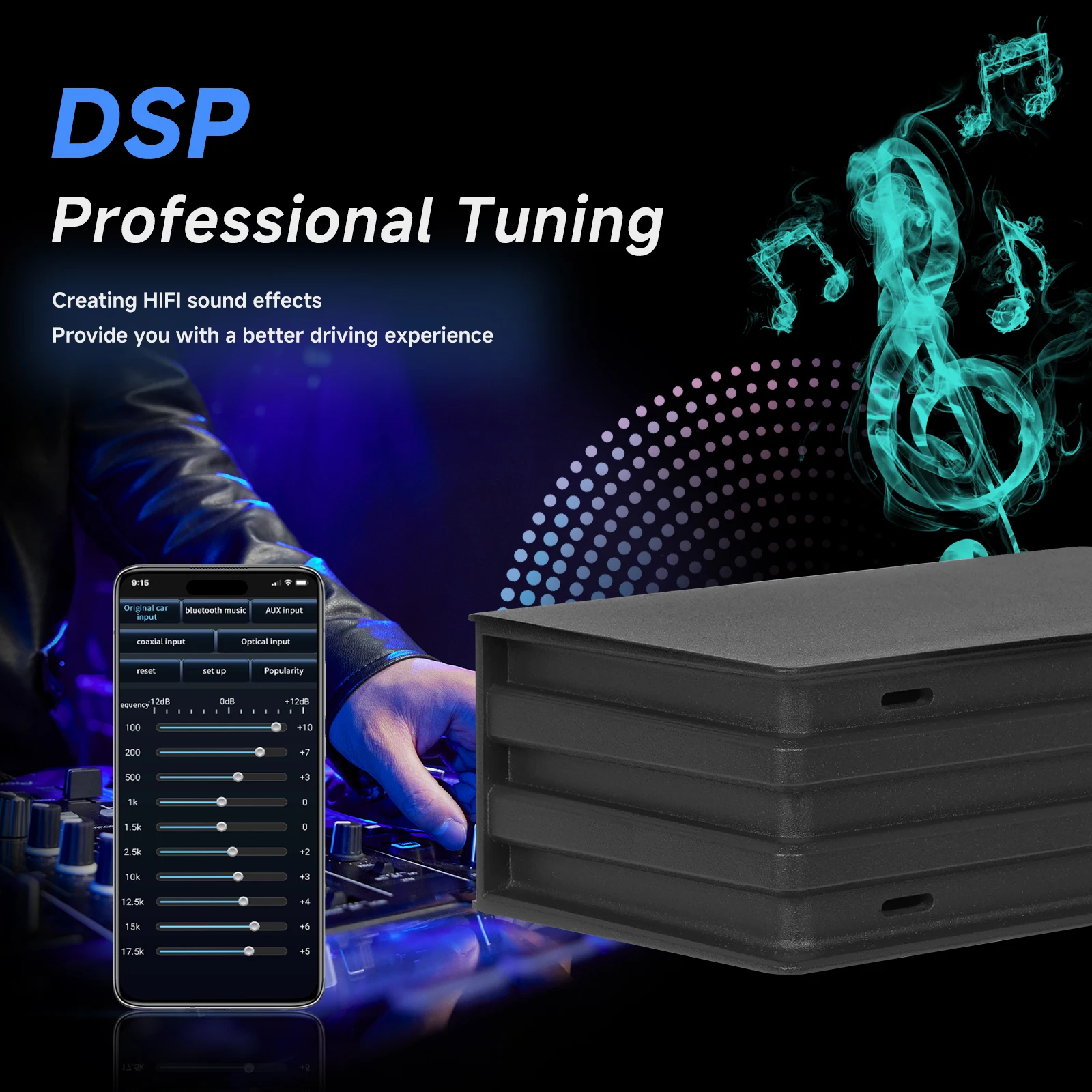 Podofo Car Audio DSP Amplifier Wireless Bluetooth music USB Playback Four-channel Design For Car Speaker Car Stereo Amplifier
