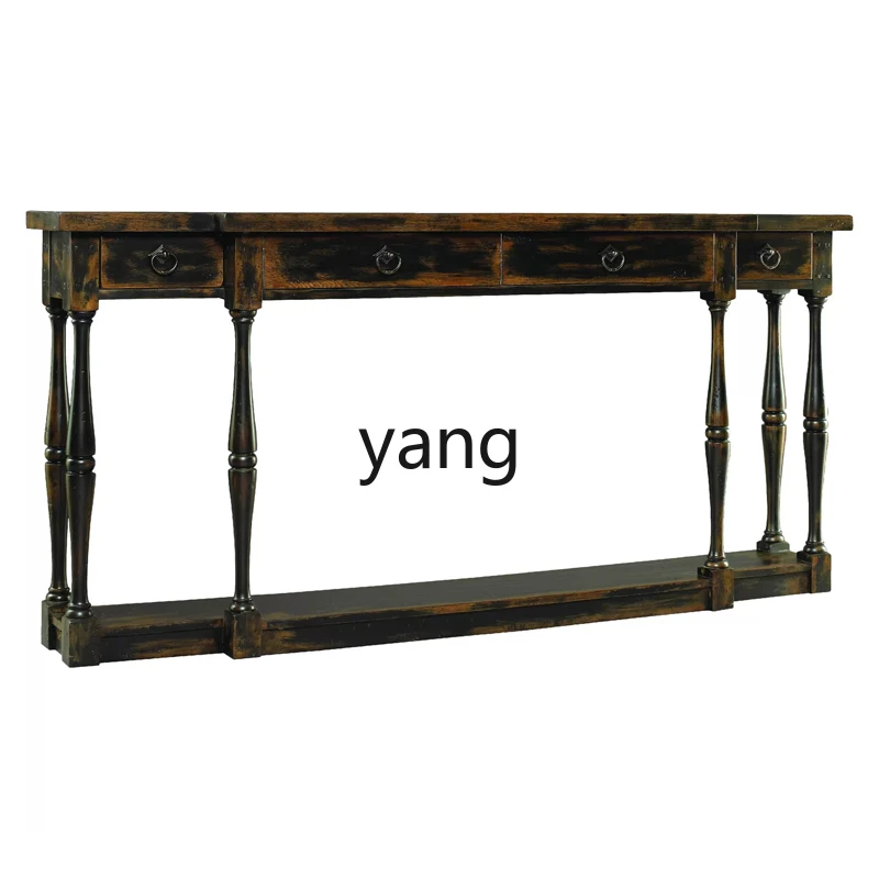 

LZR Backrest Table Entryway Antique Black Decorative Table