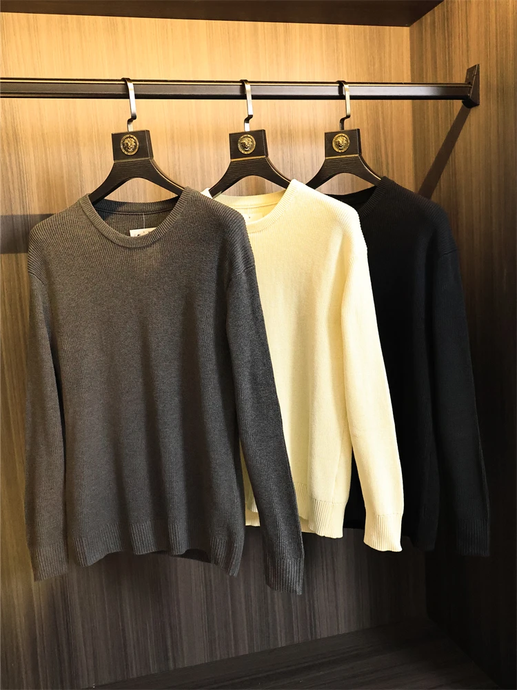 

New Men's Oversized Casual round Ne Knitwear Autumn Winter Faion Urban Sle Long Sve Pure Color ODM Cany Product