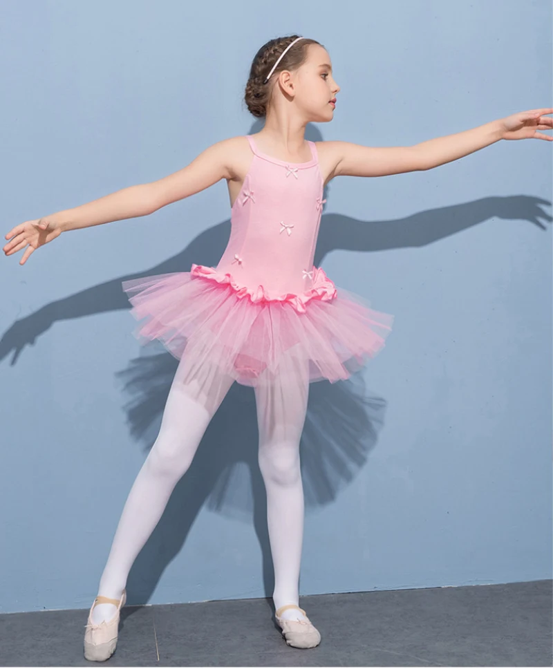 

Милый балетный комбинезон-пачка, детская высококачественная розовая тренировочная одежда для балета и танцев, гимнастическая танцевальная юбка для девочек