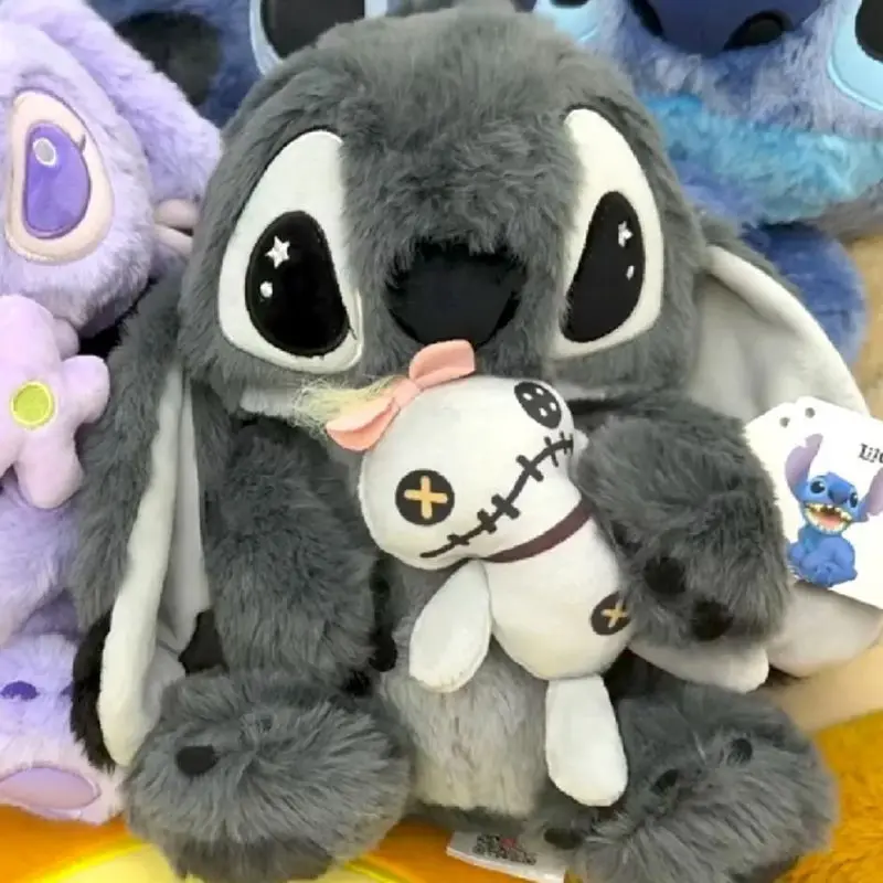 35/45cm nuevo producto caliente negro gris Stitch peluche muñeca de juguete de dibujos animados relleno pequeño punto de oro muñeca almohada para niñas regalos