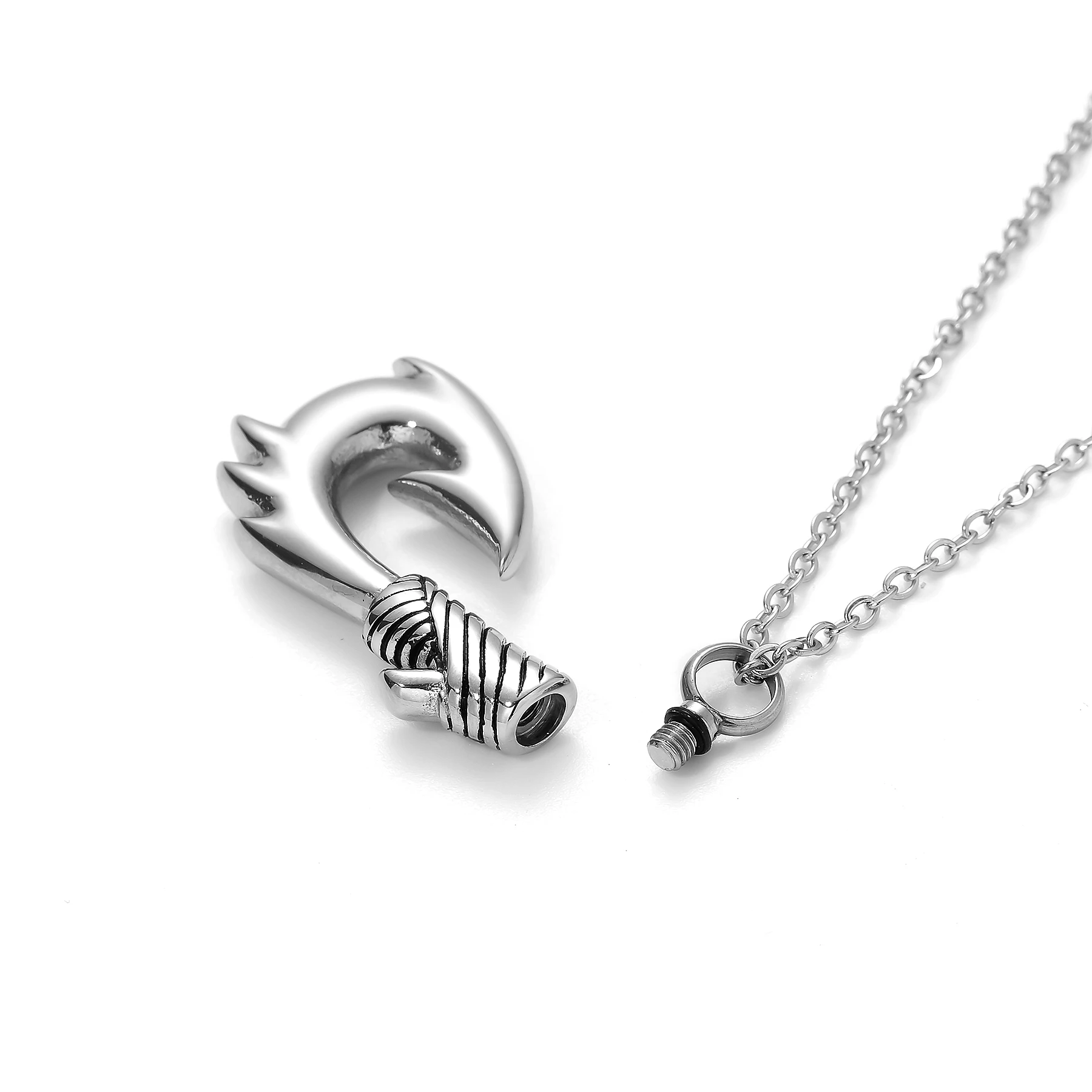 Edelstahl-Angelhaken-Urnenkette für Asche, Angelhaken-Urnen-Schmuck, Gedenk-Anhänger, Andenken für Männer – Detail 14