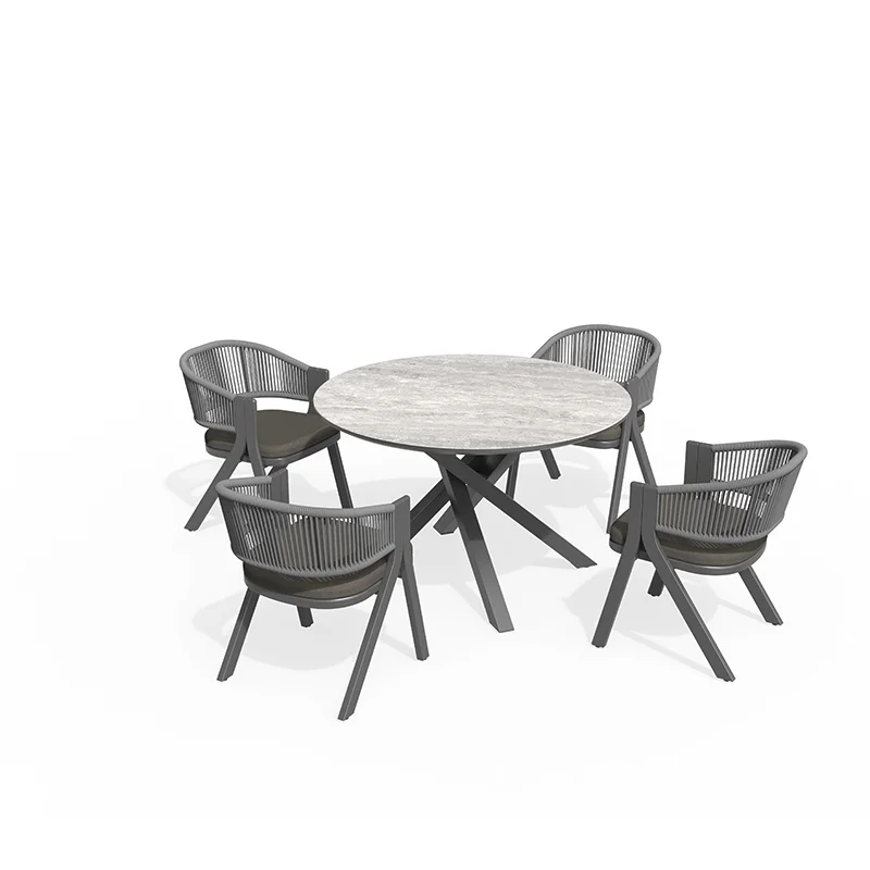 ！@DWOO Solid Aluminum Frame Dining Set Waterproof Outdoor Table and Chairs for Garden Parties and Everyday Use