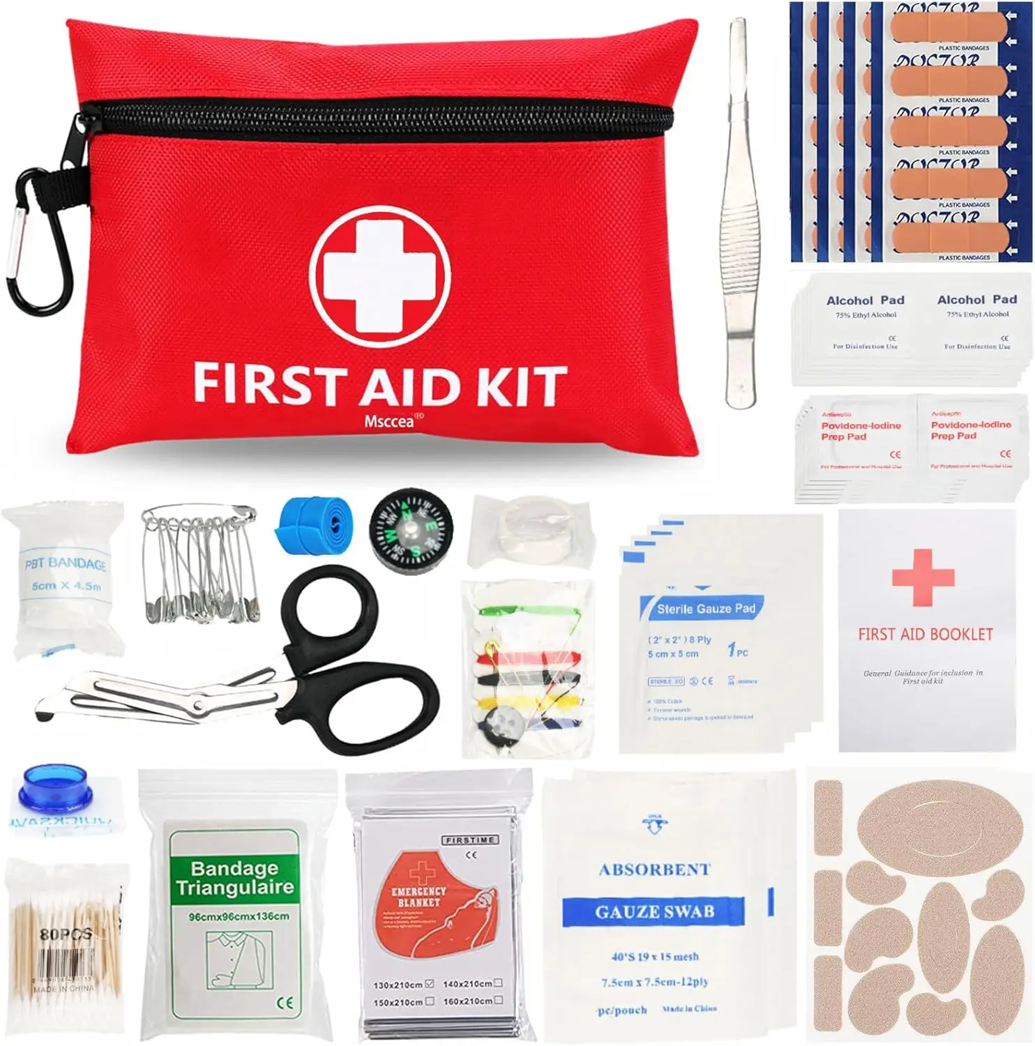 

122-Piece Mini First Aid Kit for Home, Camping, Hiking, Travel & Outdoors