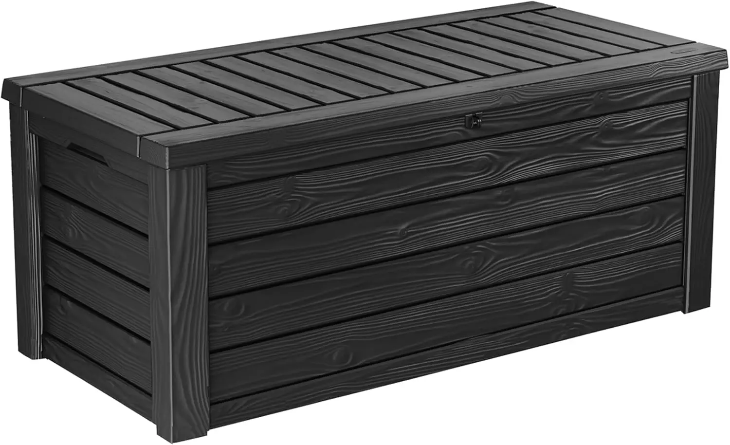 Outdoor Storage Deck Box, 150 Gallon Resin Patio Bin & Bench, Solid, Dark Grey