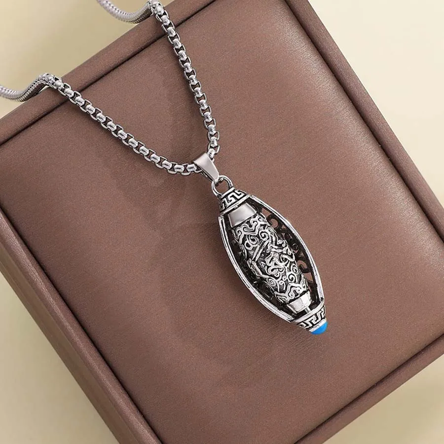 1 قطعة عجلة الصلاة البوذية الرجعية سحر تعويذة قلادة ستة أحرف تعويذة محظوظ قلادة قلادة