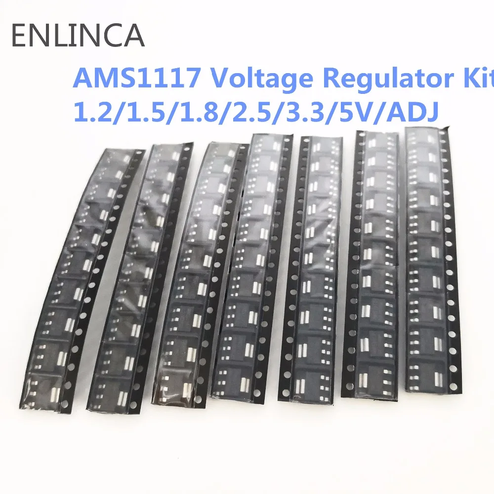 50pcs Voltage Regulator Kit AMS1117 1.2V/1.5V/1.8V/2.5V/3.3V/5.0V/ADJ lm1117 AMS1117-1.2 AMS1117-1.8 AMS1117-2.5 AMS1117-3.3