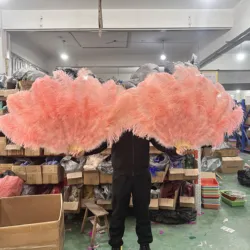 13Bone Fluffy Big Ostrich Feathers Fan Dance Performance Props Foldable Plumes Fans Crafts Fan Marabou Feather Fan 90CM 120CM