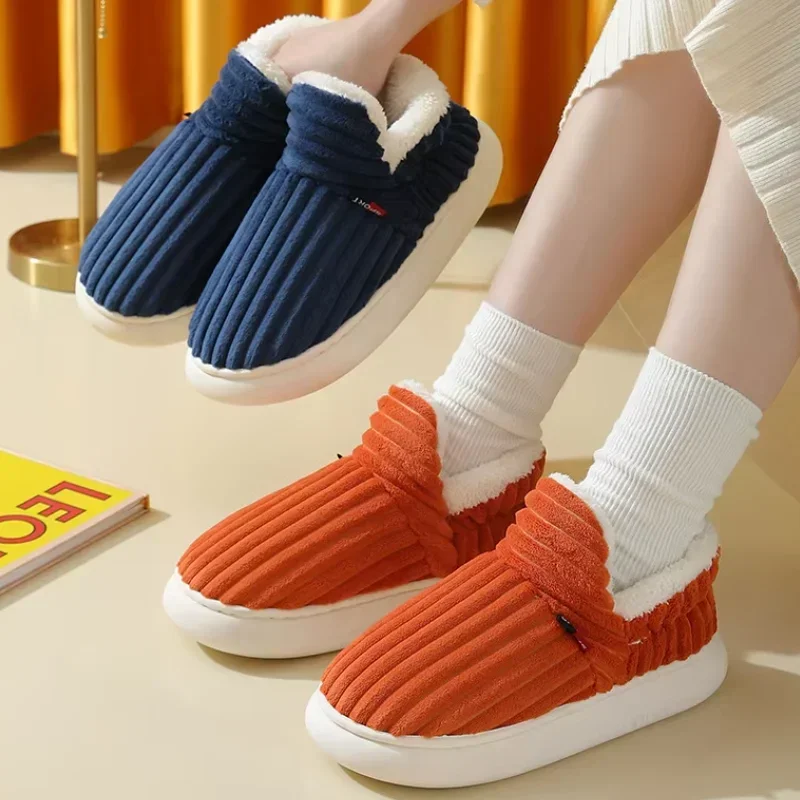 Fluffy Fur Slippers Couple Men's Big Size 40-47 Soft Bottom  Thicken Warm Long Plush Slippers for Women Cozy Furry Cotton Shoes