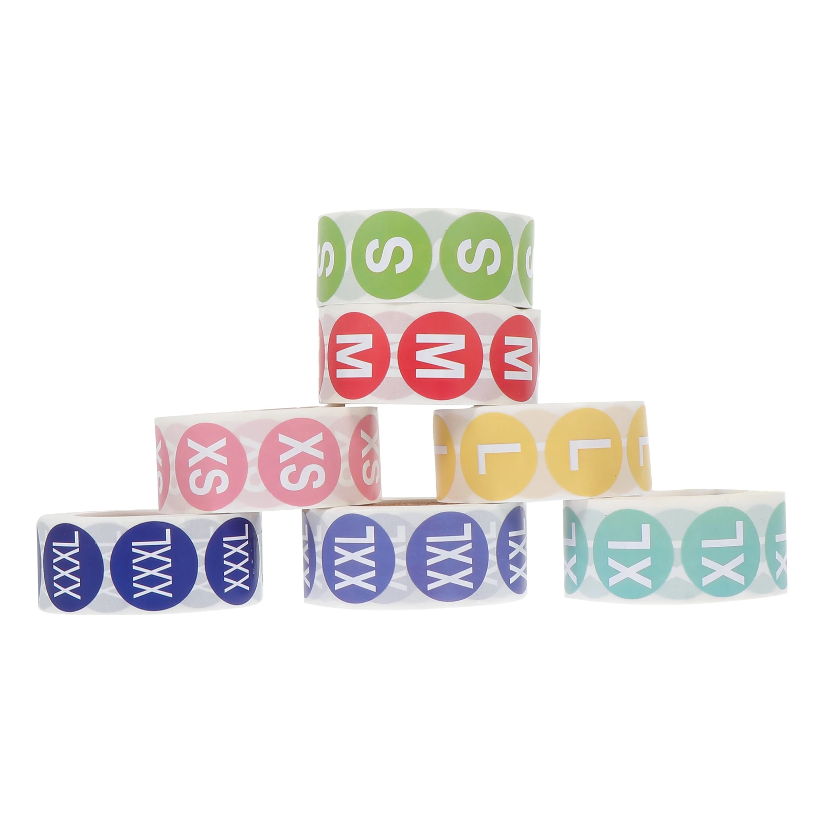 7pcs 7 Rolls Size Sticker Labels Transparent Adhesive Round Self adhesive Clothing Tag Folder Label