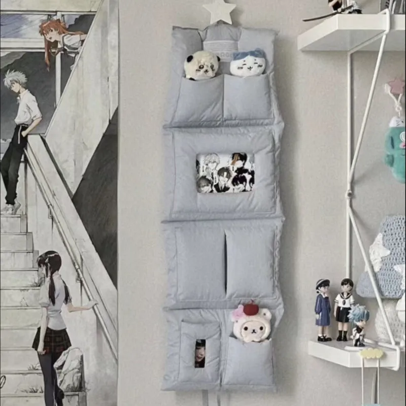 Wall Mounted Dormitory Storage Bag Three Pockets Storage Hang Bag Multifunctional Behind The Door Wardrobe Storage Sundries Bag