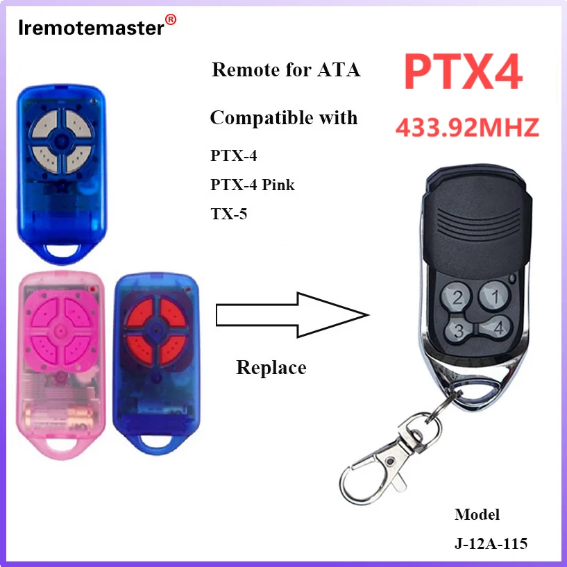 

For ATA PTX4 Garage Door Remote Control 433.92MHz Gate Remote Control Garage Door Opener