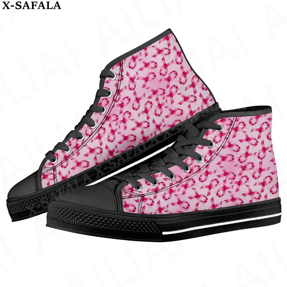 Breast Cancer Awareness Men Vulcanized Sneakers High Top Canvas Shoes Classic Brand Design Men Flats Shoes Lace Up Footwear-4