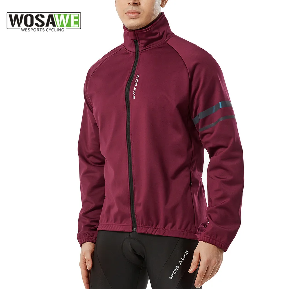 WOSAWE Autumn Winter Men's Running Jackets Windproof Thermal Fleece Outdoor Sports Coat Warm Bike Bicycle Riding Windbreaker