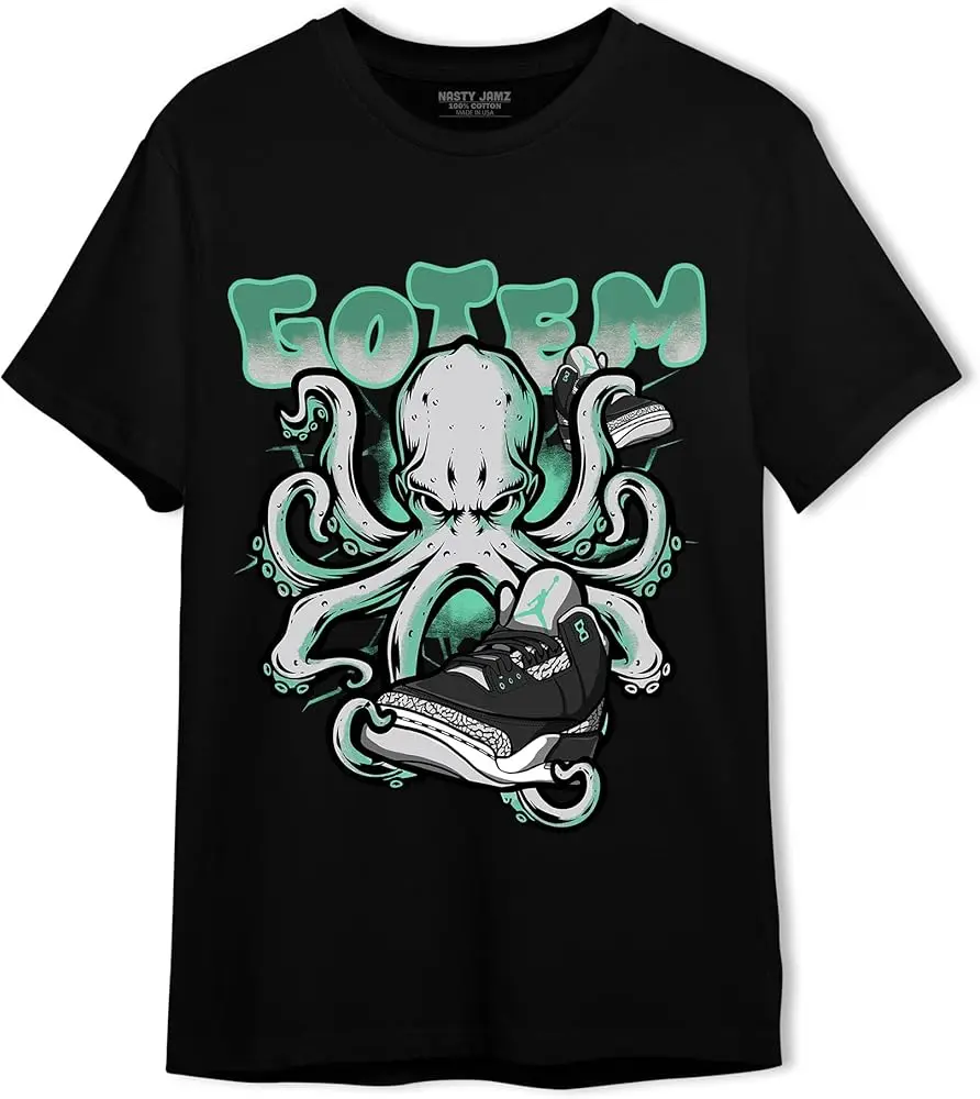 Octopus Got Em Unisex Shirt Matching AJ 3s Green Glow,Urban Clothing, Black, White