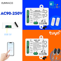 Ewelink WiFi +RF TUYA Google Home Alexa smart switch AC110V 220V 2CH dry contact relay wireless remote control for Light Fan