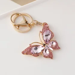 Newest Women's Crystal Butterfly Keychains Cute Animal Key Chain Bag Ornaments Car Key Ring Fashion Jewelry Keyrings Gifts