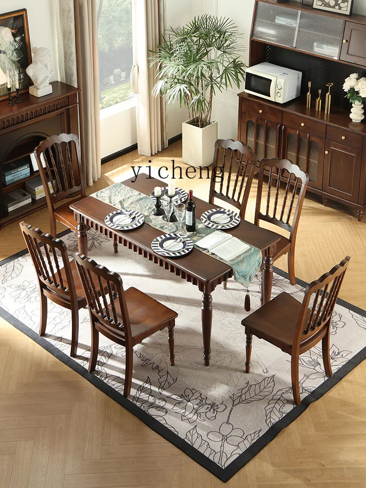 ZF solid wood dining table household one table and four chairs combination dining table and chairs rectangular dining