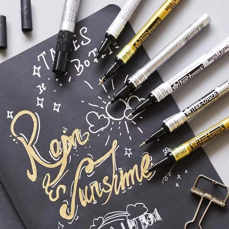 

SAKURA Pen-Touch Paint Pen Touch-up Pen 0,7 мм 1,0 мм 2,0 мм Золото Серебро Белый Медь Водонепроницаемый маркер Металлическая маслянистая ручка Воск