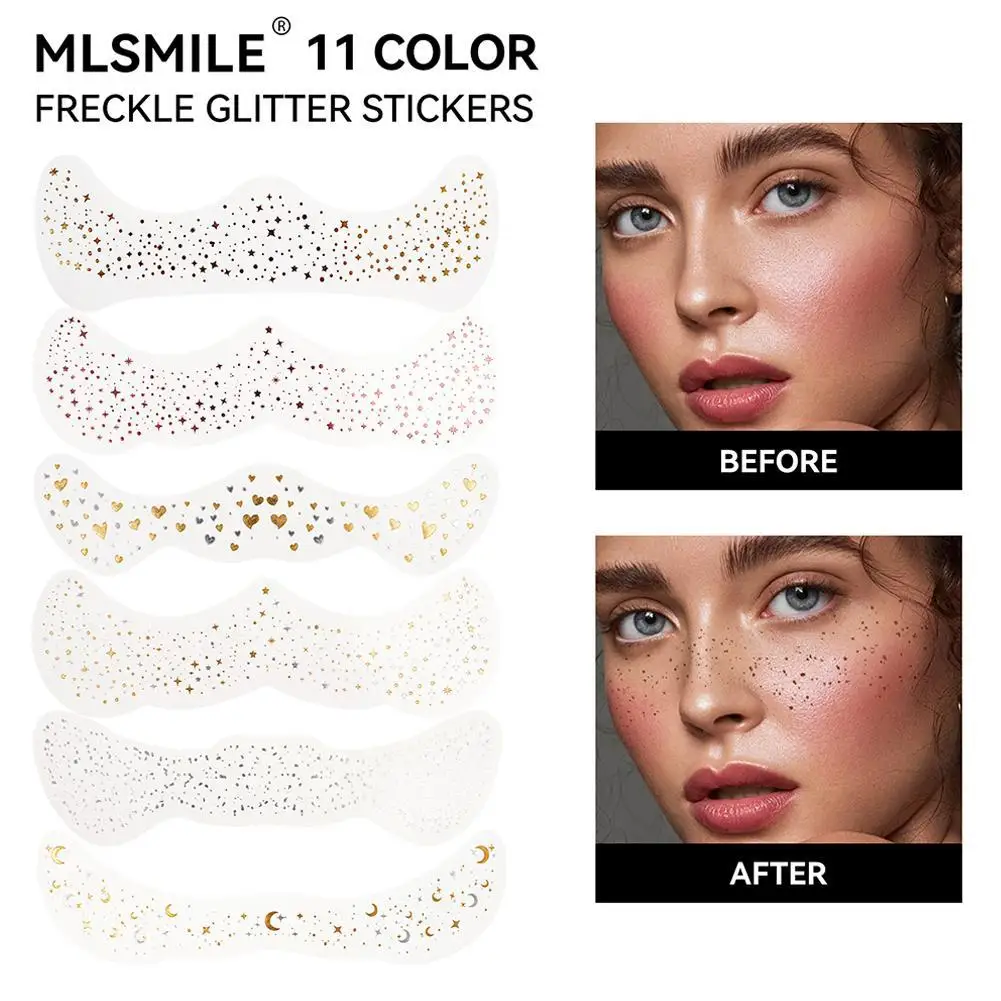 Glitter Fake Freckles Sticker For Face Gold Silver Freckles Makeup Patches Temporary Tattoos For Women Face Makeup 1pc