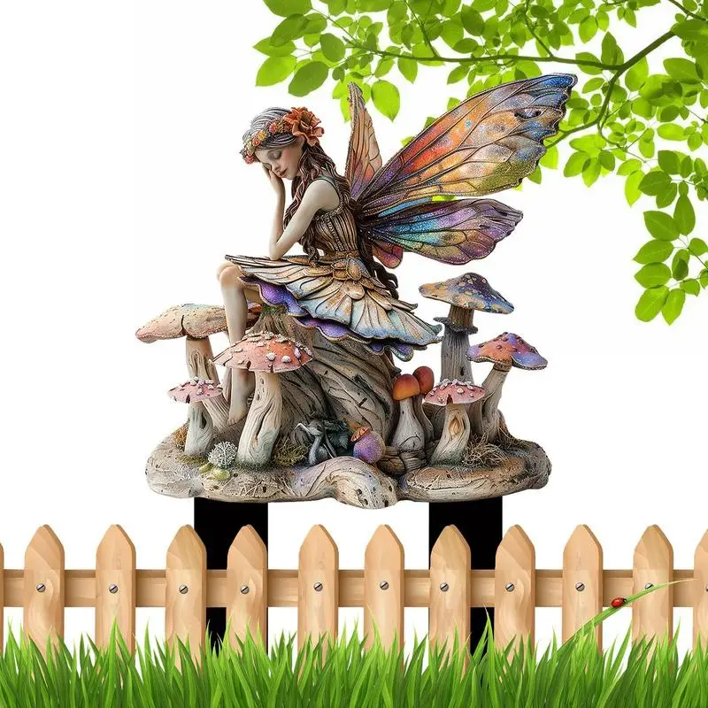Fairy Garden Stakes Garden 2D Acrylic fairy Stakes Flower fairy outdoor ground plug Garden fairy ground plug  for Yards Patio