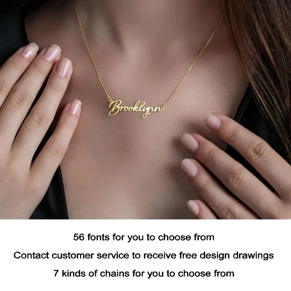 

2025 new custom name necklace, high quality waterproof rose gold chain, personalized letter necklace silver, wife gift